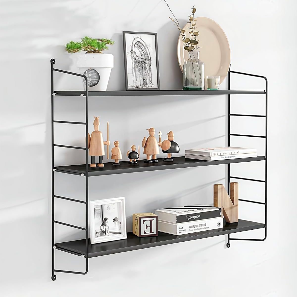 Amazon｜FiveLn ウォールシェルフ 壁を傷つけない 壁掛け棚 3段 幅60